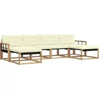 vidaXL Ensemble de salon de jardin 6 pièces, blanc et crème
