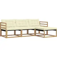 vidaXL Ensemble de salon de jardin 4 pièces, blanc et crème