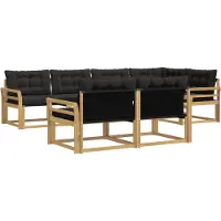 vidaXL Ensemble de canapés d'extérieur avec coussins, 7 pièces, blanc et noir