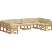 vidaXL Ensemble de salon de jardin 10 pièces, blanc et beige