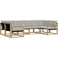 vidaXL Ensemble de canapés d'extérieur avec coussins, 6 pièces, blanc et gris clair
