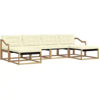 vidaXL Ensemble de salon de jardin 6 pièces, blanc et crème