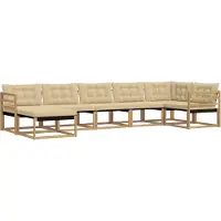 vidaXL Ensemble de canapés d'extérieur avec coussins, 7 pièces, blanc et beige