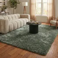 NATURL. Tapis shaggy - Blaze Vert | 240x330 cm | Rectangulaire | Pile haute