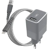 FORCE CASE FPCSCBLAMFI1.2MRG - CS 2.4A 1 Port A + Câble A/MFI 1.2m Recyclé Gris