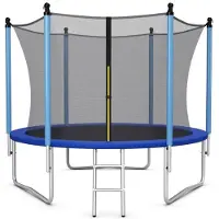 Costway Trampoline φ305cm trampoline de jardin extérieur avec échelle tapis de saut filet de sécurité & couverture de bord trampoline set complet
