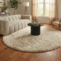 NATURL. Tapis shaggy rond - Blaze Beige | Ø 100 cm | Rond | Pile haute