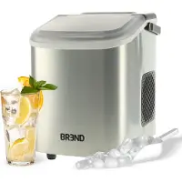 BREND Machine à glaçons avec cuillère et plateau d'égouttage BR-2213 - Grands L ou petits S glaçons - 10 kg en 24 heures - Noir