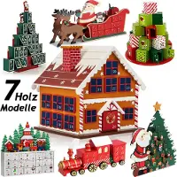 Spiel Werk Calendrier de l'Avent en bois réutilisable 'Père Noël ' 24 tiroirs à remplir individuel Déco Noël intérieur Idée Cadeau