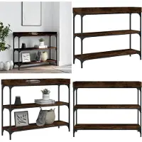 vidaXL Table console avec étagères chêne fumé 100x30x80 cm