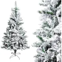OEM Sapin de Noël artificiel en PVC, 150 cm, 328 branches, blanc, vert, pied métallique standard, décoration de jardin