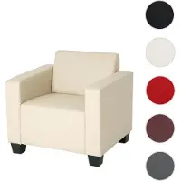 Mendler Fauteuil salon /club / lounge Lyon, simili-cuir crème