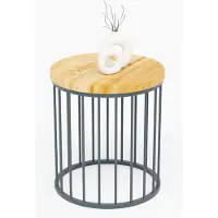 LAMO Manufaktur Table basse ronde en bois et metal 40 x 42 cm - Table d'appoint canapé pour salon moderne - Design scandinave, style industriel - Couleur : rustique, pieds : anthracite