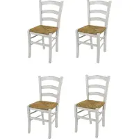 STOCK LINE t m c s Tommychairs - Set de 4 chaises VENEZIA pour la cuisine et la salle à manger, structure robuste en bois de hêtre laqué style shabby chic, traitement artisanal à l'ancienne et assise en paille