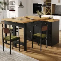 Flieks : table de bar à rallonge avec rangement, table à manger pliante avec tiroir et tablette pour collations, table de salle à manger 120-200 x 40 x 75,5 cm, noir