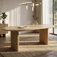 Flieks Table à rallonges , pouvant accueillir 6 à 8 personnes, table à coins arrondis, plateau épais, table de cuisine 200 x 90 x 75 cm, couleur chêne
