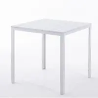 Idea New Garden Srl Table d'extérieur carrée 78x78 cm, structure en acier et plateau effet bois, style moderne pour jardin ou terrasse - GABRIEL - Blanc