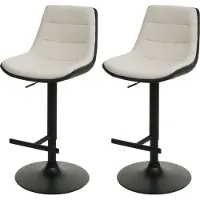 Mendler Lot de 2 tabourets de bar HWC-L85, chaise de bar tabouret de comptoir tabouret pivotant, hauteur réglable avec dossier similicuir crème-beige