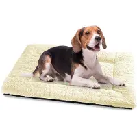 OEM Lit pour chien de taille moyenne - 90 x 60 cm, coussin moelleux, lit antidérapant, beige