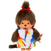 Monchhichi Fillette en robe de peintre avec tresse | Poupée 20 cm | Fashion