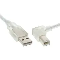 InLine 34516R Câble USB 2.0, A à B plié à droite, transparent, 0,3m