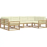 vidaXL Ensemble de salon de jardin 6 pièces, blanc et crème