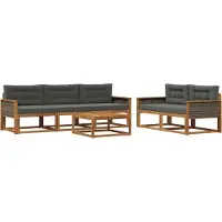 vidaXL Ensemble de canapés d'extérieur avec coussins 6 pièces Nature et Anthracite