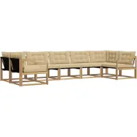 vidaXL Ensemble de salon de jardin 7 pièces, blanc et beige