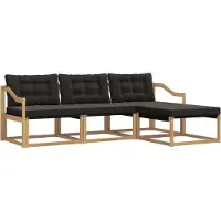 vidaXL Ensemble de canapés d'extérieur avec coussins, 4 pièces, blanc et noir
