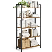 Songmics Étagère À 5 Niveaux, Bibliothèque, Meuble De Rangement, Avec Sructure En Acier, Pour Salon, Bureau, Entrée, Style Industriel
