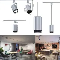 Paulmann URail Spot Asthene ou suspension Corus, chrome mat, E27, PAR38 LED
