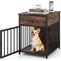 StarTech.com Meuble pour chien - Table d'appoint - Avec station de recharge - Porte - Tiroir - Barres métalliques - Bois