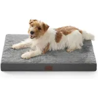 OEM Lit orthopédique pour petits chiens - Coussin lavable avec fond antidérapant, tapis pour chien, gris, 74 x 46 x 7 cm
