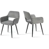 Meubles Cosy : lot de 2 fauteuils de salle à manger de style scandinave en velours côtelé gris – CROMWELL