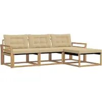vidaXL Ensemble de canapés d'extérieur avec coussins, 4 pièces, blanc et beige