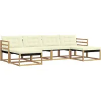vidaXL Ensemble de salon de jardin 6 pièces, blanc et crème