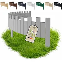 Pemicont Floranica Bordure de Jardin en Bois Clôture d'Extérieur 15 x 200 cm Gris Barrières de Jardin Bordure de Gazon
