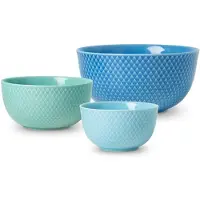 Lyngby Porcelæn Rhombe Color Bowl Set 3 Units Bleu