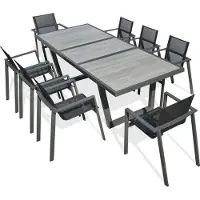 DCB Groupe Ensemble repas 8 places en aluminium et plateau céramique