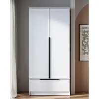 MINIO go for it , armoire moderne, SPLIT 2D, 90 cm, 2 portes, 3 étagères, 1 tiroir, 2 tringles à vêtements, couleur blanche