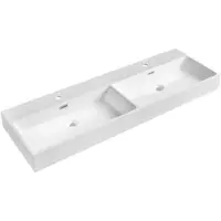 Sapho AQUATIC lavabo double, marbre coulé, 140x46cm, blanc