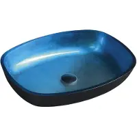 Hak Sapho Beauty - Lavabo pour plan de travail, 540x395 mm, sans trop-plein, verre bleu TY224