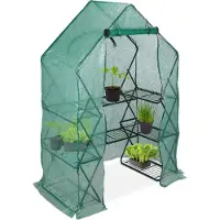 Relaxdays relaxdays, vert Serre pliable, Etagère 195 cm plantes tomates semis jardin, Bâche HxlxP: 195 x 138 x 72 cm