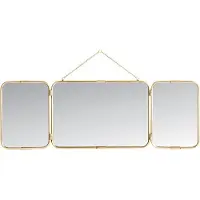 Signature - Miroir de Barbier Triptyque en Laiton Dorée - L114 x H40cm