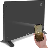 Vonroc Chauffage électrique de luxe - Convecteur - Panneau en verre 2000W Premium - Gris | Commande manuelle et Wi-Fi incl.