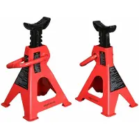 Amazon Basics SW-STJK03 Pied de soutien, acier, capacité de charge : 3 tonnes, 2 pièces, noir et rouge