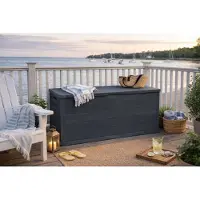 Spies Online Coffre à coussins 280 litres – Coffre de rangement résistant aux intempéries pour coussins et accessoires de jardin – Coffre de rangement en plastique robuste – Gris