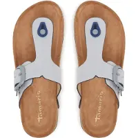 Tamaris Mules à orteils séparés pour femme, semelle plate, vegan, modèle 1-27400-46, pointure : 37 EU, couleur : bleu