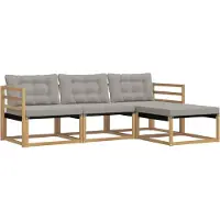 vidaXL Ensemble de canapés d'extérieur avec coussins, 4 pièces, blanc et gris clair