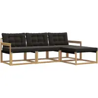 vidaXL Ensemble de canapés d'extérieur avec coussins, 4 pièces, blanc et noir